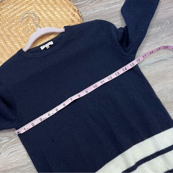 Demylee 100% cashmere navy and white stripe crewneck sweater - Picture 6 of 9